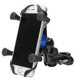 Suporte de alumínio para telefone GPS X-type de 4-6 polegadas com guidão e espelho retrovisor para e-scooters, motocicletas e bicicletas