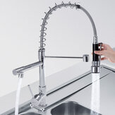 SULEVE Pull Out Kitchen Tap Chrome Finished Spring Faucet Swivel Spout Vessel Sink Hot Cold Water Mixer Faucet Silver