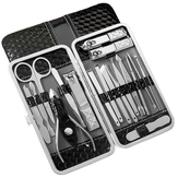 Y.F.M® 18pcs Stainless Steel Nail Clippers Set Blackhead Extractor Tweezers Scissors Manicure Tools