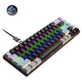 HXSJ V800 لوحة مفاتيح ميكانيكية بمفاتيح 68 يمكن توصيلها بواسطة USB من نوع C ، بلون أسود/رمادي ومفاتيح زرقاء/حمراء. لوحة مفاتيح للألعاب مزودة بإضاءة LED ملونة