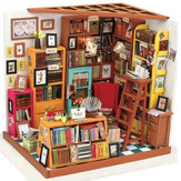 Robotime DIY Doll House The Book Shop Dollhouse Miniature 3D LED Furniture Kit Light Box