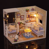 Kit de montagem de casa de bonecas em miniatura Cuteroom 1/24 com cobertura de luz LED, casa de bonecas de madeira com gatinho e diário H-013