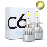 C6 COB LED H4 H7 Lampy samochodowe 3000K Złote żarówki H1 9005 9006 Lampy przeciwmgielne 72W 7600LM