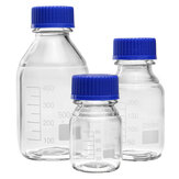 100/250/500 мл Бутылка с прозрачным реагентом из боросиликатного стекла, синяя Болт Бутылка для хранения лабораторной крышки