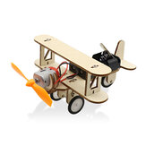 DIY электротаксирующая модель самолета из дерева с двумя двигателями в биплане для детей, небольшие изобретательства научные эксперименты, подарок для детей