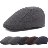Zimowe ciepłe czapki wełny Beret stałe Casual regulowany kapelusz dla mężczyzn Cabbie