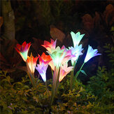 4 Luzes Solares LED de Estaca Flor de Lírio para Ambiente Exterior, Luminárias Luminosas para Decorações de Natal