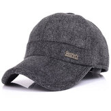 Mens Woolen Thicken With Ear Flaps Baseball Hats Adjustable Warm Snapback Caps