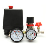 Conjunto de regulador de presión de compresor de aire de 125 PSI con interruptor de control de válvula, manifolds, regulador y manómetros