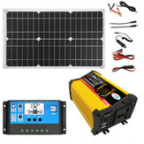 V3.0 18W 12V para 110V/220V Painel Solar Sistema de Energia Solar Portátil Inversor de Potência de 4000W com 2 Portas USB Controlador de Carga Solar de 30A Display LED