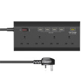 ELE YA-40WS-4BK5U 4 Outlet UK Socket Power Strip Adaptor with 4 USB Charging Ports