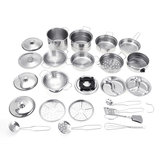 32 шт. Мини-набор посуды для игры на кухне из нержавеющей стали: котелок, чашка, миска, ложка, посуда