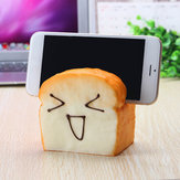 Jumbo Squishy 7 δευτερόλεπτα Slow Raising Slice Toast Joy Happy Faces Κάθισμα κινητού τηλεφώνου Κάτοχος κινητού τηλεφώνου