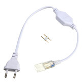 AC220-240V 2 Pin 6mm LED Flexible Strip Tape Rope Light Connector Adapter EU Plug 