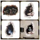 Halloween-3D-Sticker für Schlafzimmer und Wohnzimmer: Dekoration von Spukhäusern mit Geistern durch die Wand