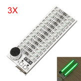 3Pcs 2x13 Placa USB Mini Espectro LED Verde Controlo de Voz Ajustável Sensibilidade
