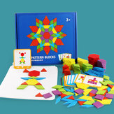 155 Peças/Conjunto de Blocos de Madeira Brilhante Educação Brinquedos Puzzle de Formas Geométricas Brinquedo de Quebra-cabeça
