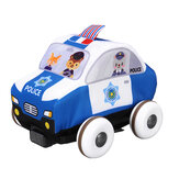 6pcs/caja Autobús escolar Camión de bomberos Ambulancia Coche de policía con alfombra de arrastre Modelos de juguetes para niños Regalos de Navidad