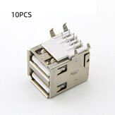 10PCS Double Layer 90 Degree Bending USB2.0 Female Socket Double USB Charging Interface Mobile Power USB Connector