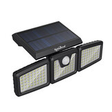 Somoreal SM-OLT9 Luz Solar de Inundación con Sensor PIR Impermeable, Ajustable con 3 Cabezales Giratorios y 120°, Luz Cálida de 3000K