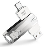 Pen Drive de Alta Velocidade DM PD098 USB3.0&Type-C Pendrive 64 GB / 128 GB / 256 GB / 512 GB Memória de Interface Dupla de Metal USB Stick