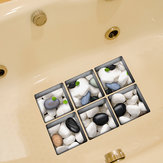 PAG 6pcs 13x13cm Cobblestone Patrón 3D Anti Slip Impermeable Etiqueta de la bañera