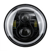 Phares ronds à LED de 7'' 75W 6000K DRL Amber Halo avec yeux d'ange et feux de clignotant Hi/Lo Poutre pour Harley/Yamaha/Jeep