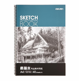 Bloco de desenho Deli 7698 A4 Art Sketch Pad Graffiti Paper para desenho com 40 páginas de polpa de madeira pura com papel adesivo duplo, material escolar para desenho