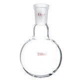 Matraz redondo de fondo plano de vidrio de 250 ml con cuello único de 24/40 para hervir. Material de vidrio de laboratorio.