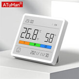 DUKA Atuman TH1 Medidor de temperatura y humedad Termómetro digital LCD Higrómetro Sensor Estación meteorológica Reloj Uso en interiores