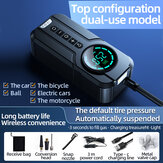 Trådløs og kablet dobbel bruk luftpumpe 18000mAh 150PSI Rask oppblåsing Lading LED-belysning HD-skjerm for bil SUVs Motocycle Bike Ball