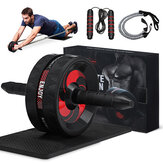 Set aus 4 Stück Ab Roller Bauchmuskeltrainer, leise, Heim-Fitnessgerät mit Springseil, Matte und elastischem Band.