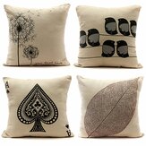 Retro Leaf Pillow Case Linen Cotton Cushion Cover Home Decorations