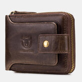 Bullcaptain RFID antimágneses vintage valódi bőr 11 kártyahelyes érme táska cipzáras pénztárca férfiaknak