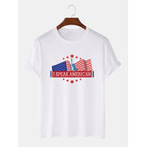100% βαμβακερό αμερικανικό άγαλμα ελευθερίας εκτύπωσης Κοντομάνικο μπλουζάκι λαιμού πληρώματος