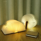 Creative Flip Page Book Light White Maple Wood Night Light USB Rechargeable