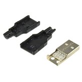 10pcs Conector macho tipo A de 4 pinos USB2.0 com tampa de plástico preta