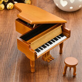 Caixa de música de piano de cauda clássico mecânico de madeira, presente colecionável, movimento, hobbies, acessórios de moda