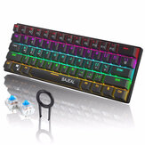 لوحة مفاتيح ميكانيكية BAJEAL مدمجة 61 مفتاحًا Type-C سلكي / مزدوج الوضع bluetooth5.0 لاسلكي + Type-C مفتاح أزرق سلكي سريع التبديل Colorful LED لوحة مفاتيح ألعاب بإ