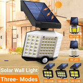 66LED / 66COB / 120COB / 128COB / 140COB LED Güneş Enerjili PIR Hareket Sensörlü Duvar Lambası 3 Modlu Su Geçirmez Bahçe Lambası