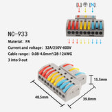 10PCS 3 in 9 out Quick Wire Connector PCT SPL Universal Wiring Cable Connectors Push-in Conductor Terminal Block LED Light Electrical Splitter