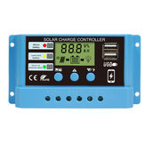 Controlador de carga solar 30A 20A 10A 12V 24V Controlador de painel solar PV LCD para bateria de chumbo-ácido