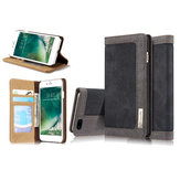 Caseme Flip Card Holder Magnetic Canvas Leather Wallet Phone Case para iPhone 7 Plus/8 Plus 