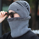 Мужская зимняя теплая вязаная шерстяная шапка для лица Маска Шапка шапочка для верховой езды на открытом воздухе Маска шарф Шапка двойног