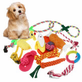 12x Sortierte HundeWelpeHaustierSpielzeuge, Seile, Kaukugeln, Knoten, Training, Spielset, Baumwolle