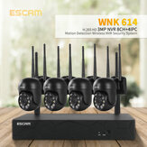 ESCAM WNK614 8CH 3MP Système de sécurité CCTV avec caméra dôme sans fil Kit NVR Audio bidirectionnel Détection de mouvement à double éclairage Caméra IP