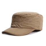 Mens Cotton Solid Flat Top Hut Verstellbare Sommer-Militärvisier-Baseballmützen