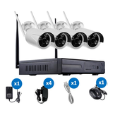 Sistema di sicurezza domestica Hiseeu 4CH Sistema wireless CCTV NVR WIFI IP Bullet Camera Kit di sorveglianza Plug EU 960P