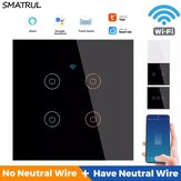 SMATRUL 1/2/3/4 Gang Tuya Smart Life Touch WiFi Wall Switch Light APP No Neutral Wire Required  EU Glass Voice Google Home Alexa