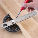 Woodworking Edge Ruler Protractor Angle Gauge Measure Carpenter Tool
